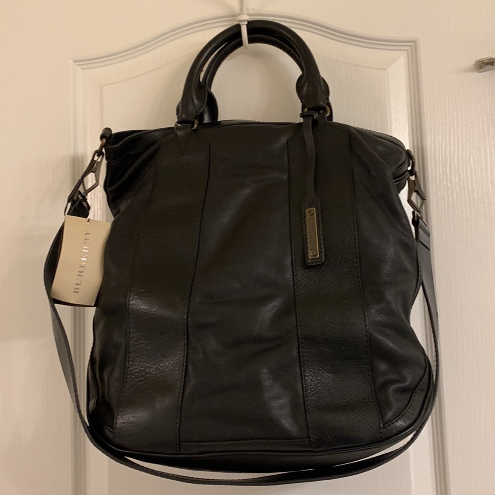 NWT BURBERRY Vintage Washed Leather Medium Bonington Tote Black - Picture 5 of 11
